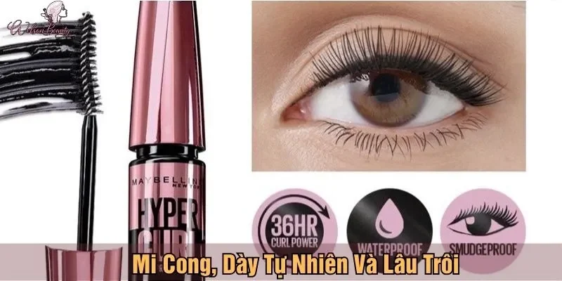 Mi cong dày tự nhiên và lâu trôi cùng Mascara Maybelline