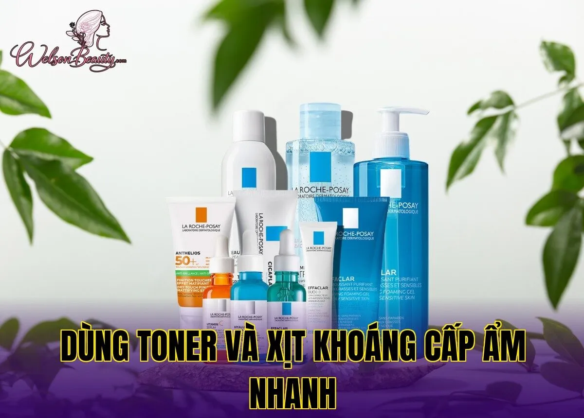 Dùng toner và xịt khoáng cấp ẩm nhanh